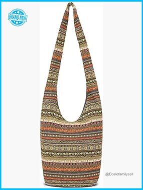 Canvas Hippie Crossbody Bag Boho Hobo Shoulder Bag Large Casual Tote